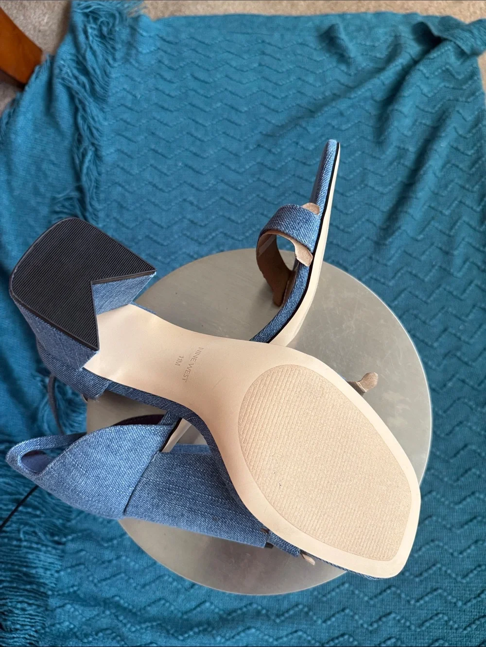 NWOT Nine West Denim Blue Ankle-Strap Heeled Sandals